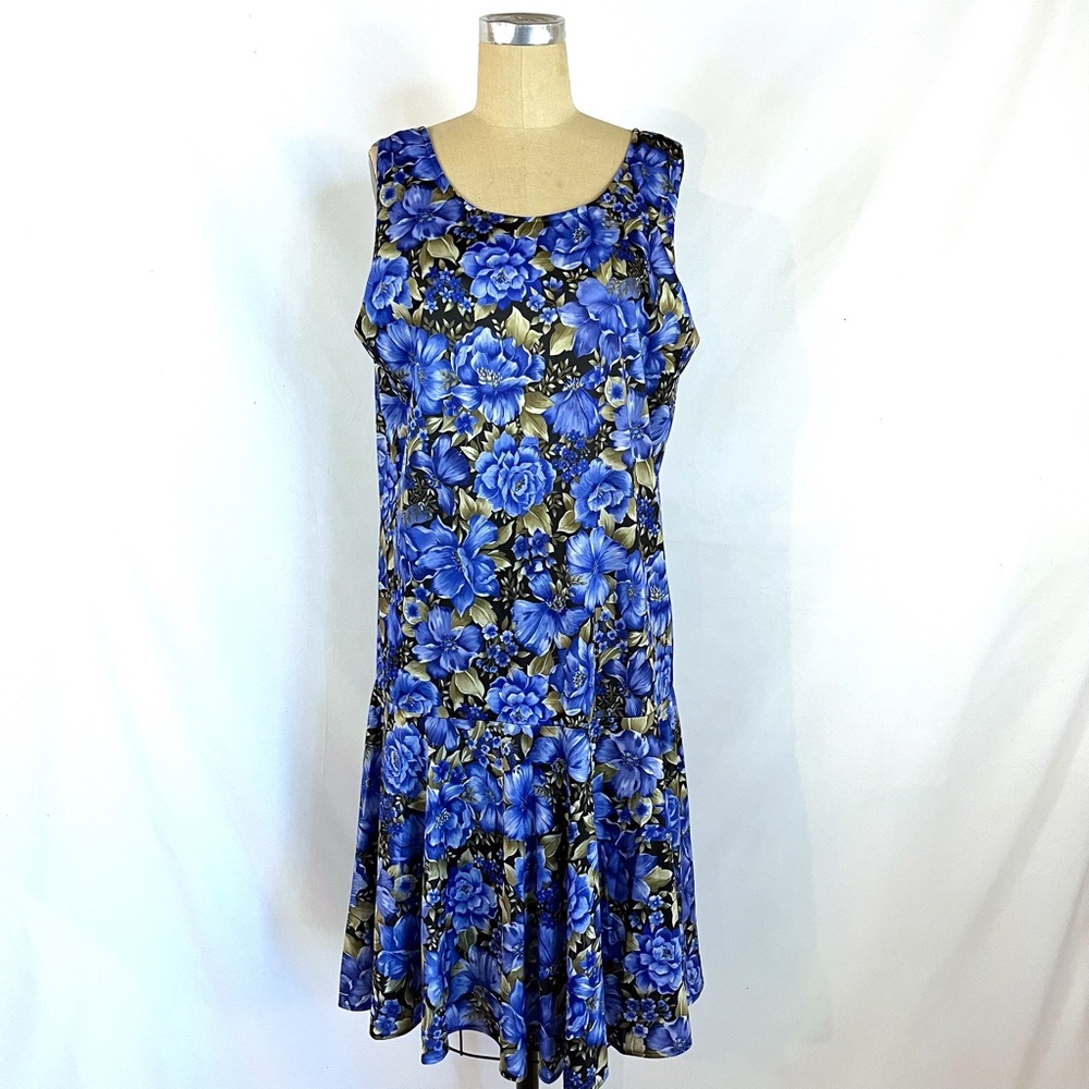 Vintage Floral Slip Dress Drop Waist 14 Nightgown